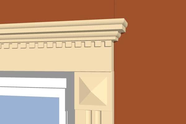 Corniche de fenêtre GO4 - Ornementale avec Reliefs Dentelés Personnalisée - Coupes et finition d’usine – gratuites.