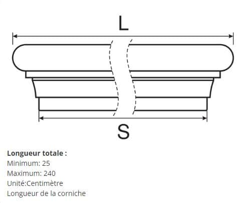 Corniche de fenêtre GO12 - Légèrement arrondie Personnalisée - Coupes et finition d’usine – gratuites.