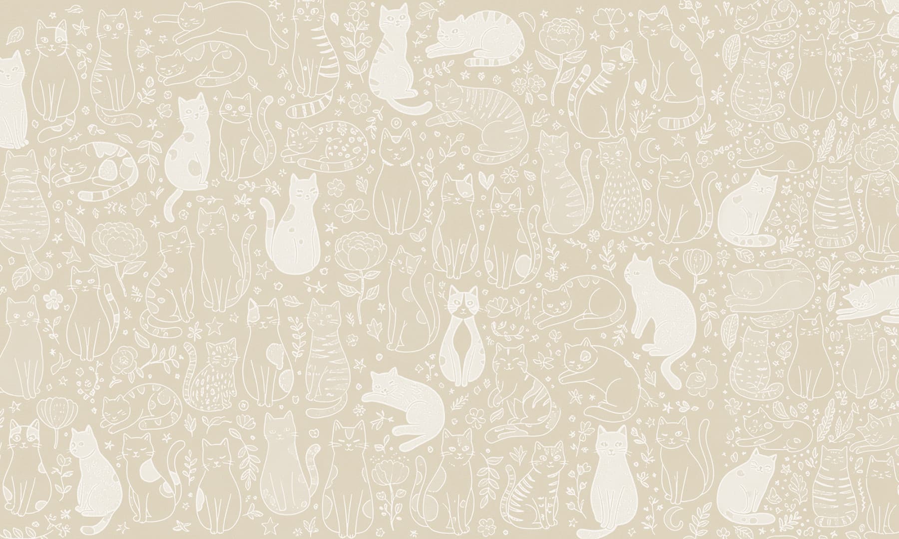Papier peint Happy Cats Beige