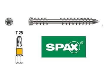 Träskruv i rostfritt stål A2 5 x 6 cm TORX 25 – förpackning om 100
