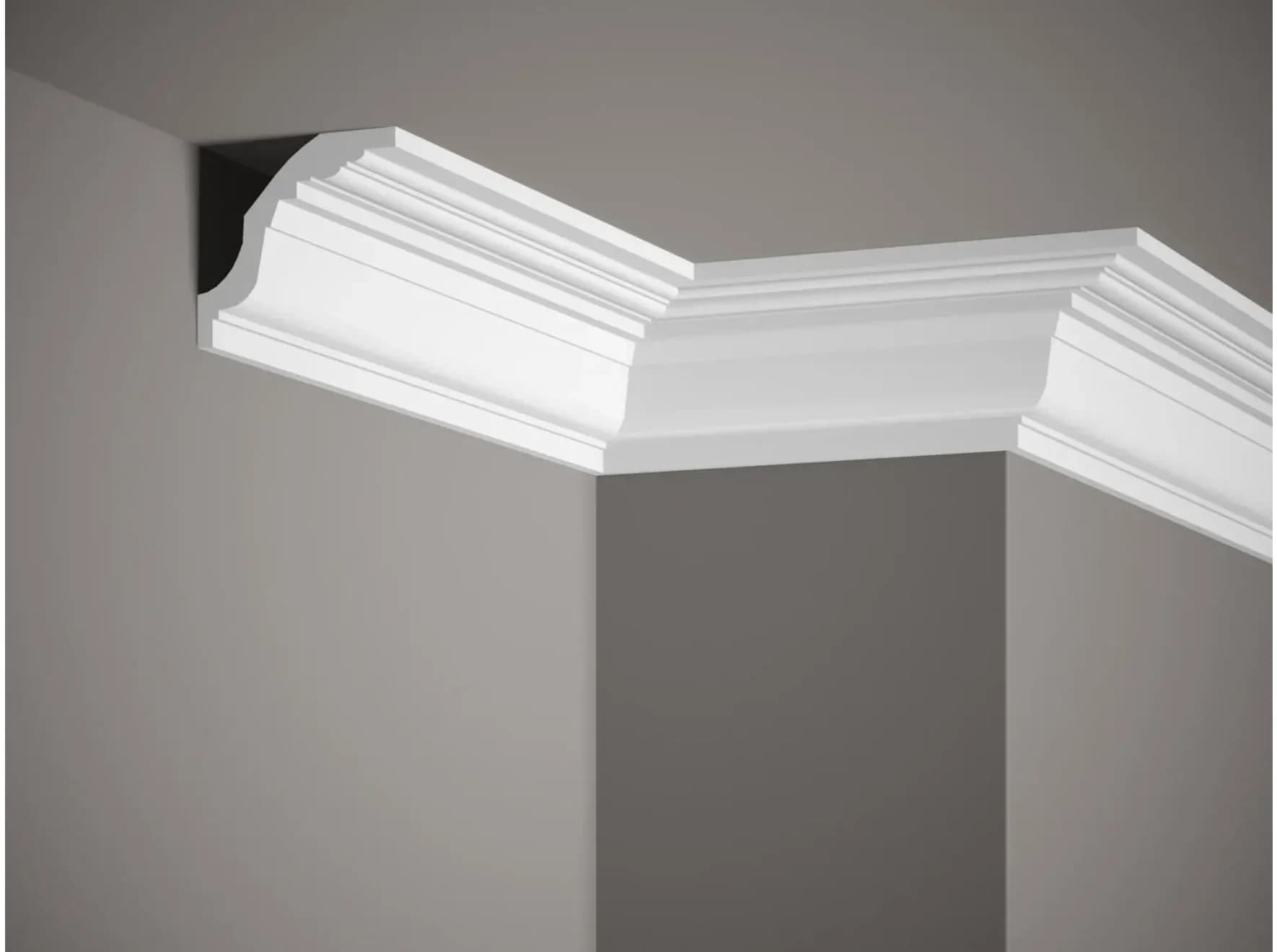 Corniche de plafond blanc mate en polymère L: 200,00 (cm) x H: 8,00 (cm) x P: 8,00 (cm)