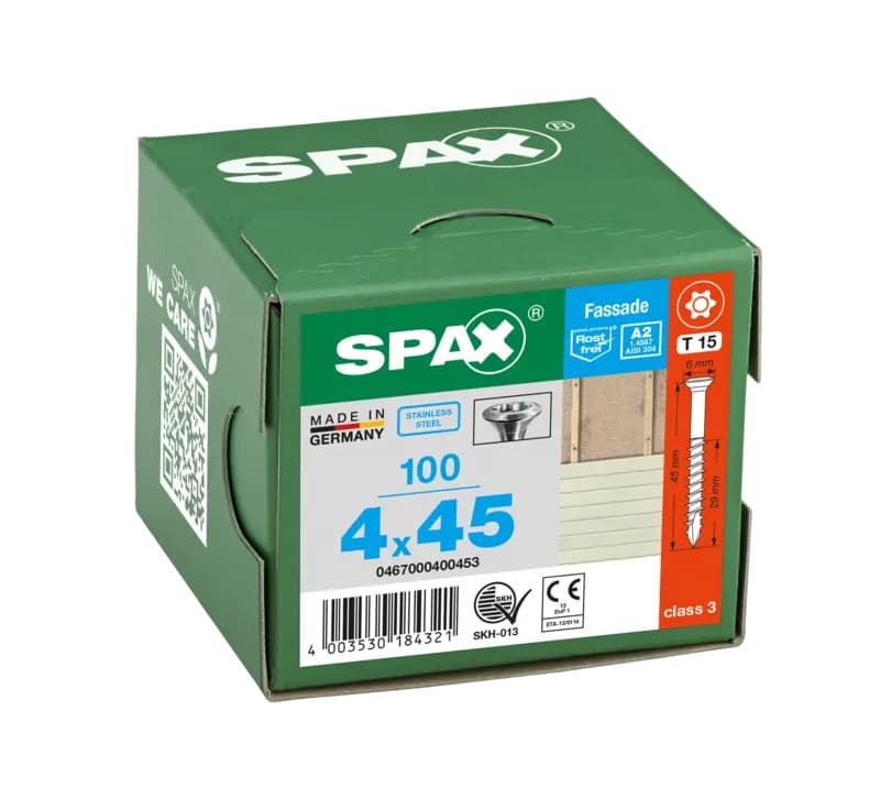 Stainless steel wood screw A2 4 x 4,5 cm TORX 15 – 100 pieces