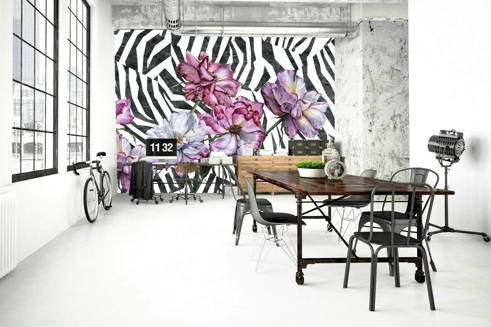 Papier peint Zebra Fleur