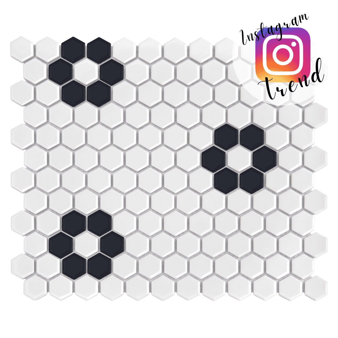 Mosaïque Mini Hexagon B&W Flower Premium matt