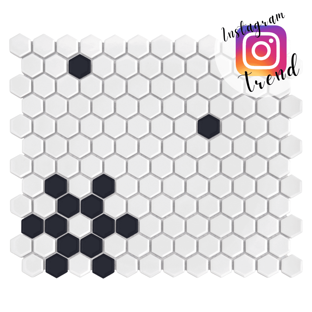 Mosaïque Mini Hexagon B&W Snow Premium matt