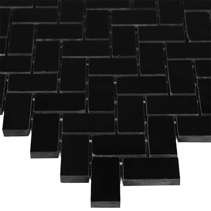Mosaïque Pure Black Herringbone 48