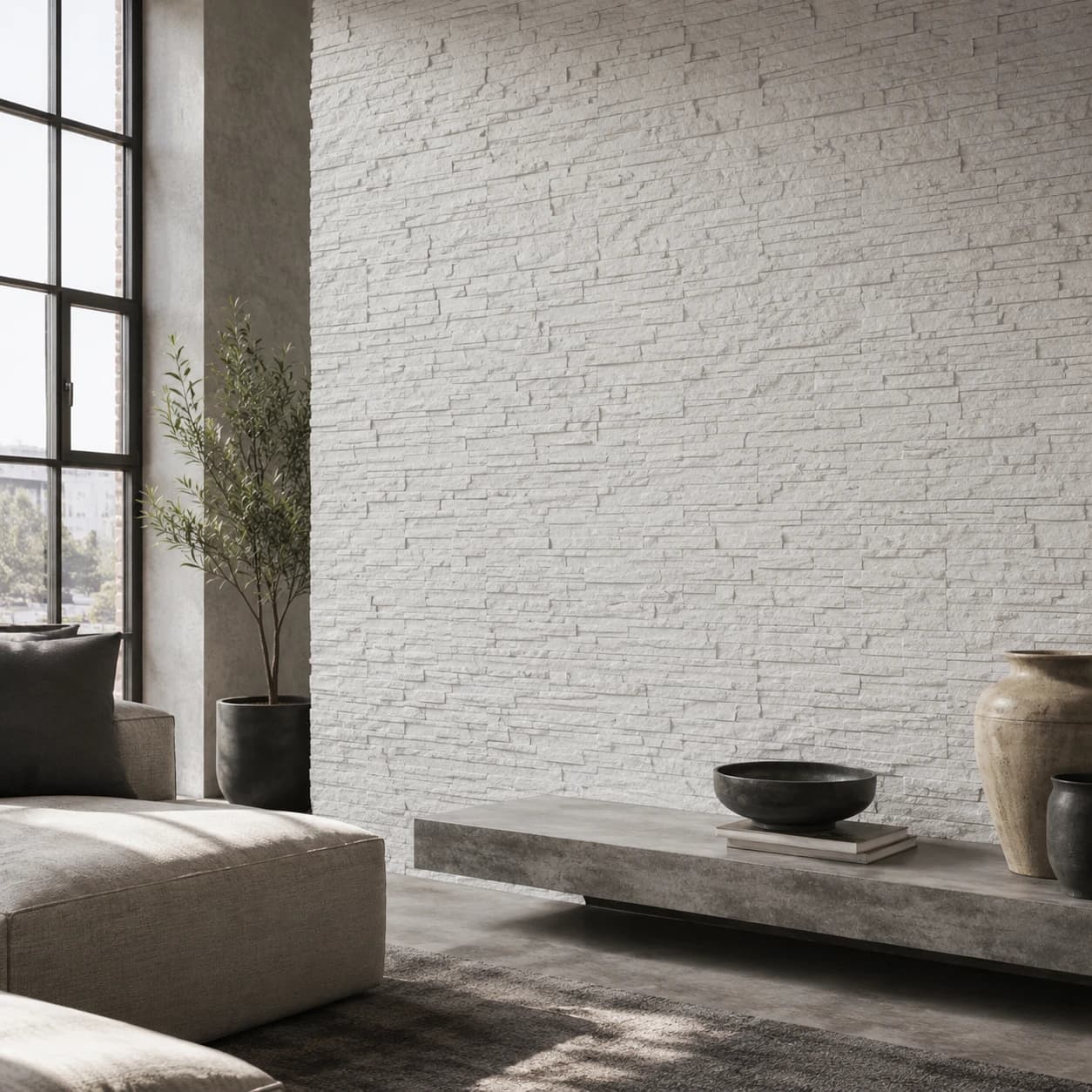 Panneau mural en polyuréthane LOFT BLANC 122x 33cm