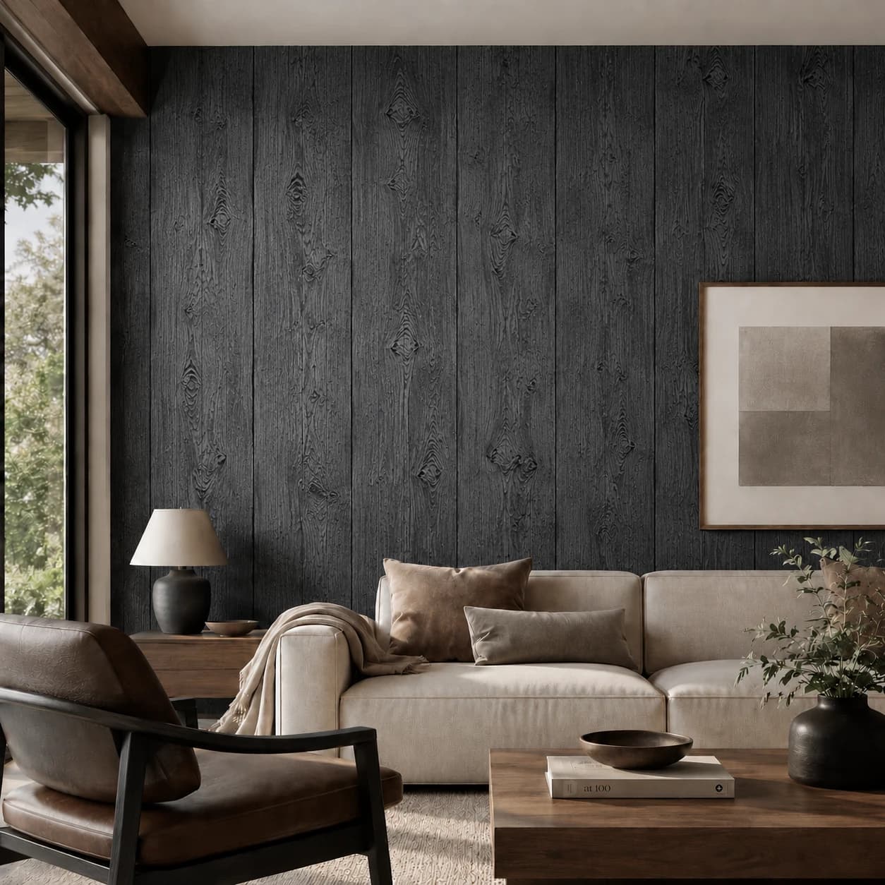 Panneau mural en polyuréthane CHARRED TIMBER 300x75cm
