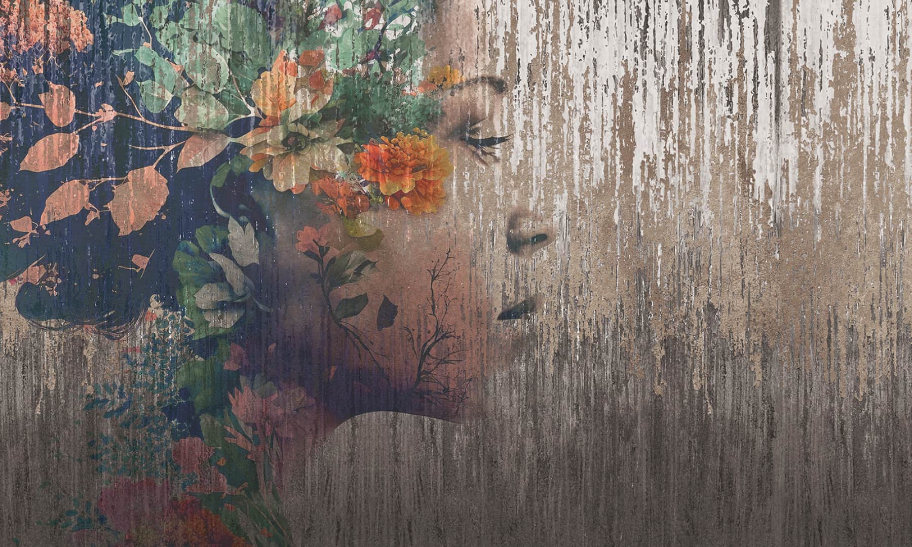 Floral head wallpaper