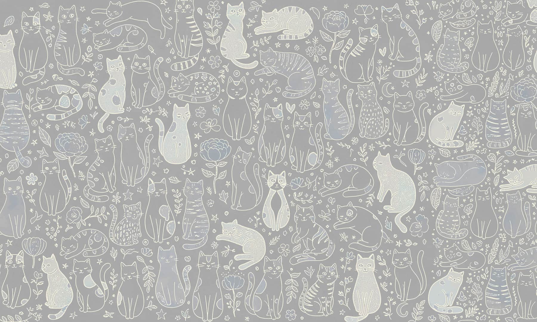 Papier peint Happy Cats Warm Grey