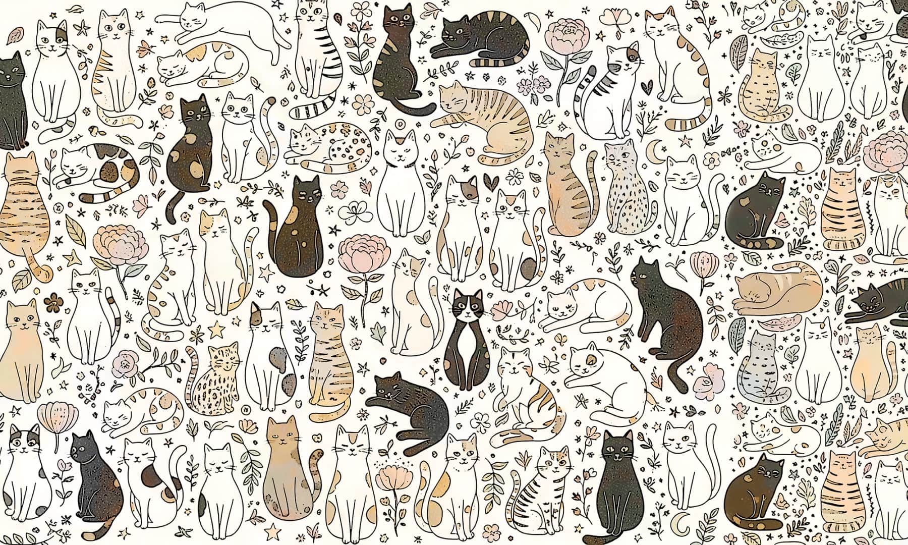 Papier peint Happy Cats Warm Mix