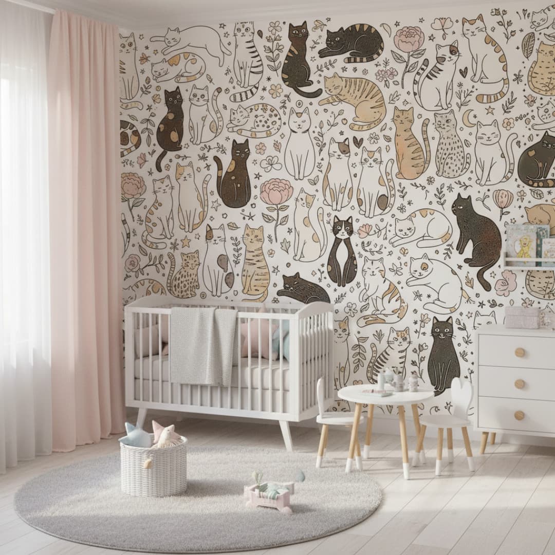 Papier peint Happy Cats Warm Mix