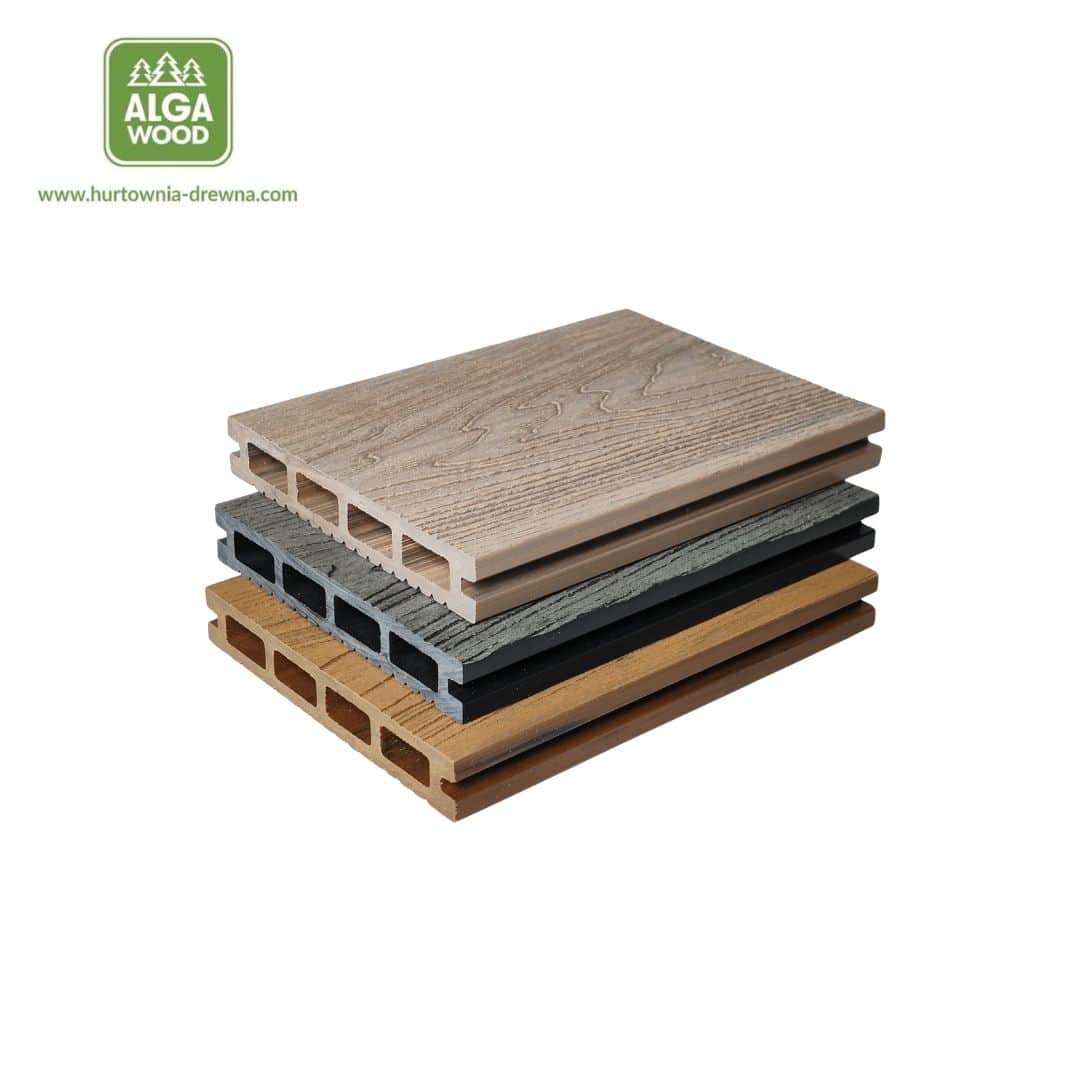 Kompozyt 23×146 Planche Tarasowa Naturel WPC (brossé/rainurée) – 3 kolory – AlgaWood